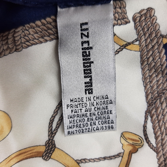 Vintage Liz Claiborne Silk Scarf Bold Crown Tassel Belt Ribbon Horn Crest - Picture 4 of 8